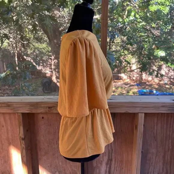 Ann Taylor Women's Mustard Yellow Peplum Waist Top Size S - Picture 4 of 10